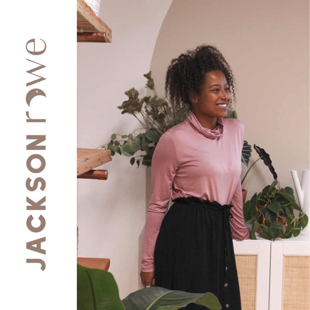 Jackson Rowe Centred Knotty Turtleneck in Rose Ash, Size Medium